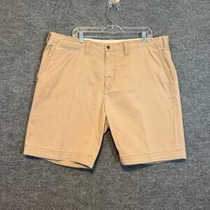 Polo Ralph Lauren Shorts Mens 42 Beige Khaki Chino Flat Front Casual Preppy